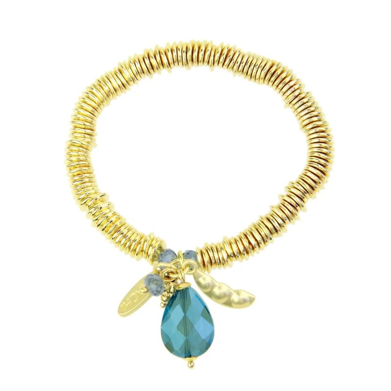 Saachi Style Blue Pea Pod Bracelet In Gold