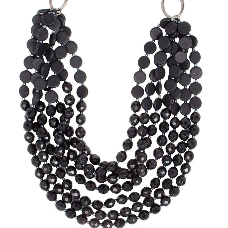 Saachi Style Chunky Beaded Necklace In Black
