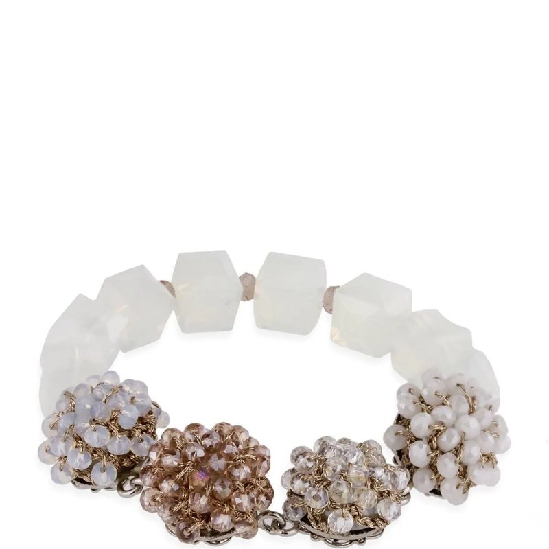Saachi Style Clear Cluster Bracelet In White