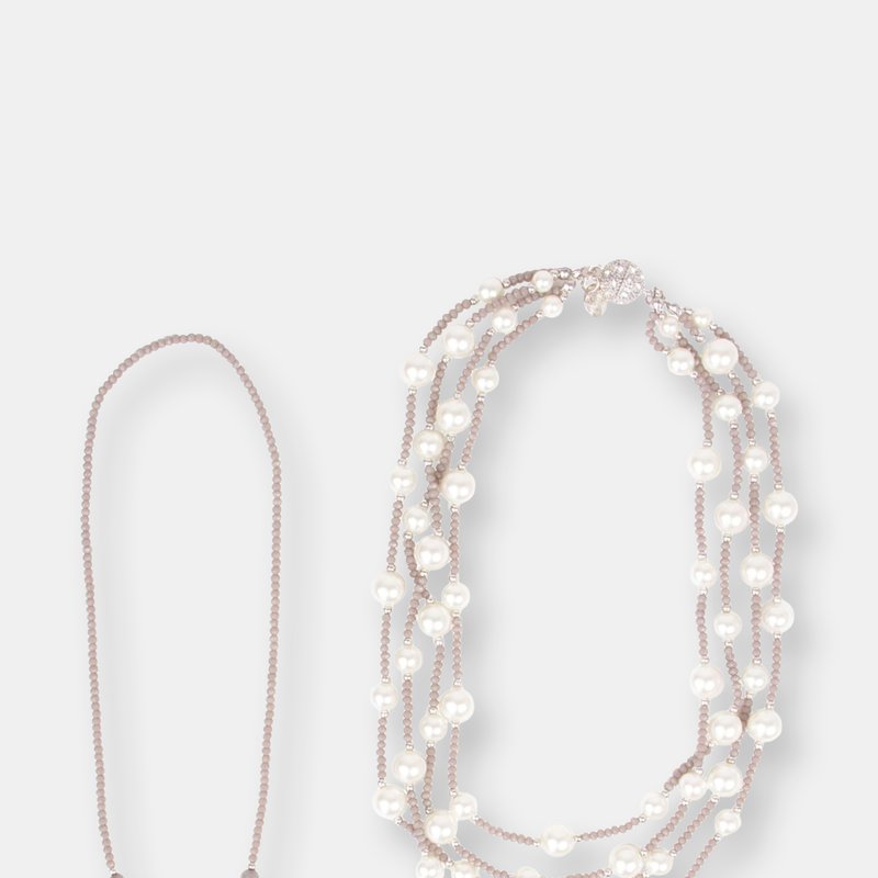 Saachi Style Convertible Layer Pearl Necklace In Pink