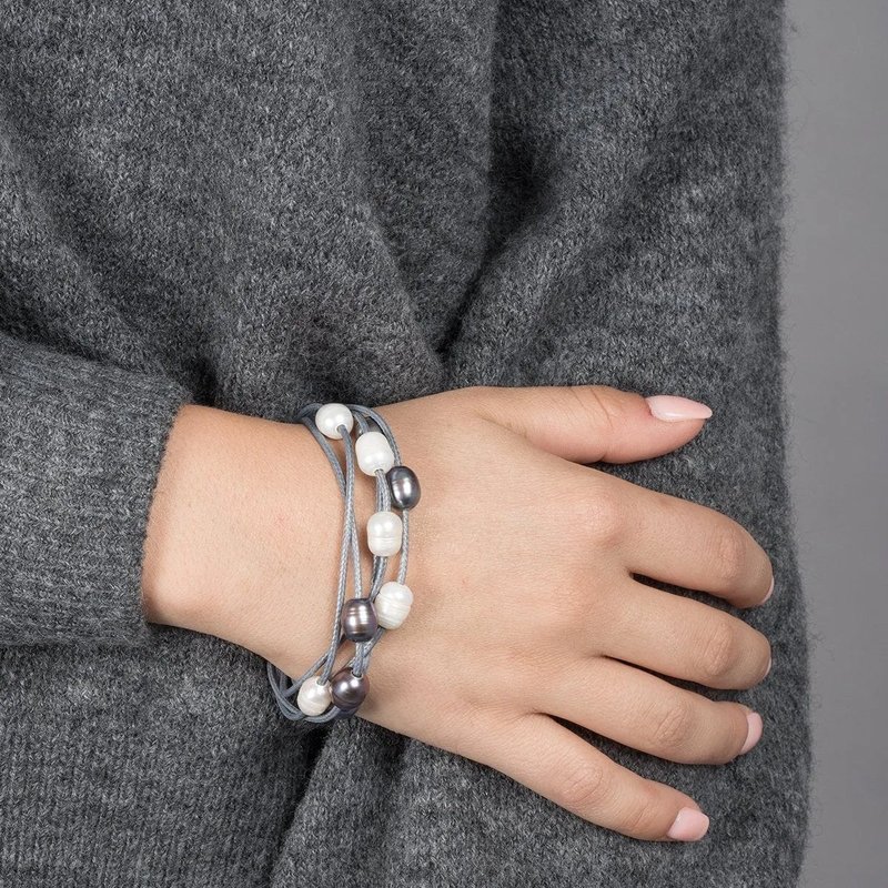 Saachi Style Cosmo Pearl Strand Bracelet In Grey