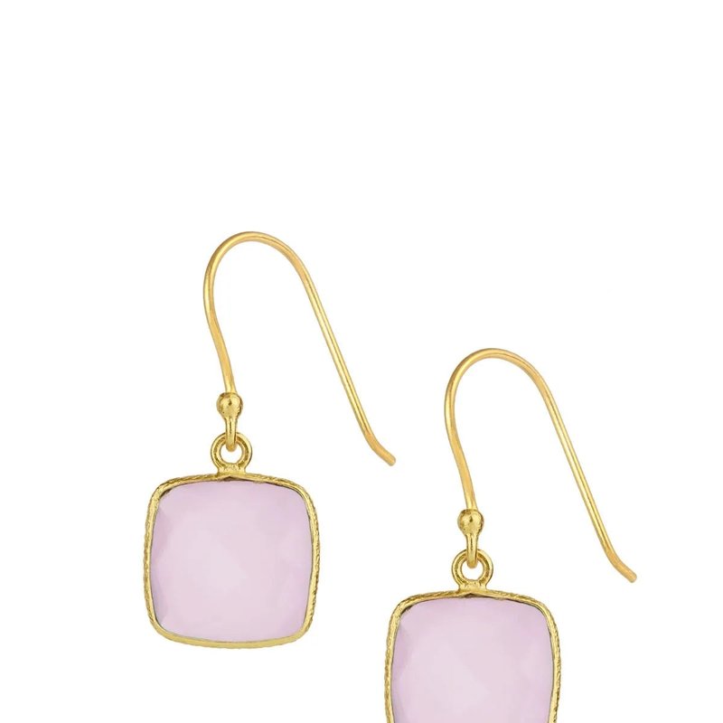Saachi Style Cushion Gemstone Earring In Pink