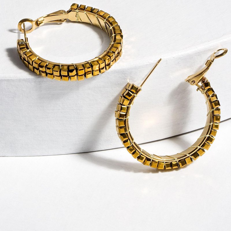 Saachi Style Dainty Beaded Hoop Earring In Gold