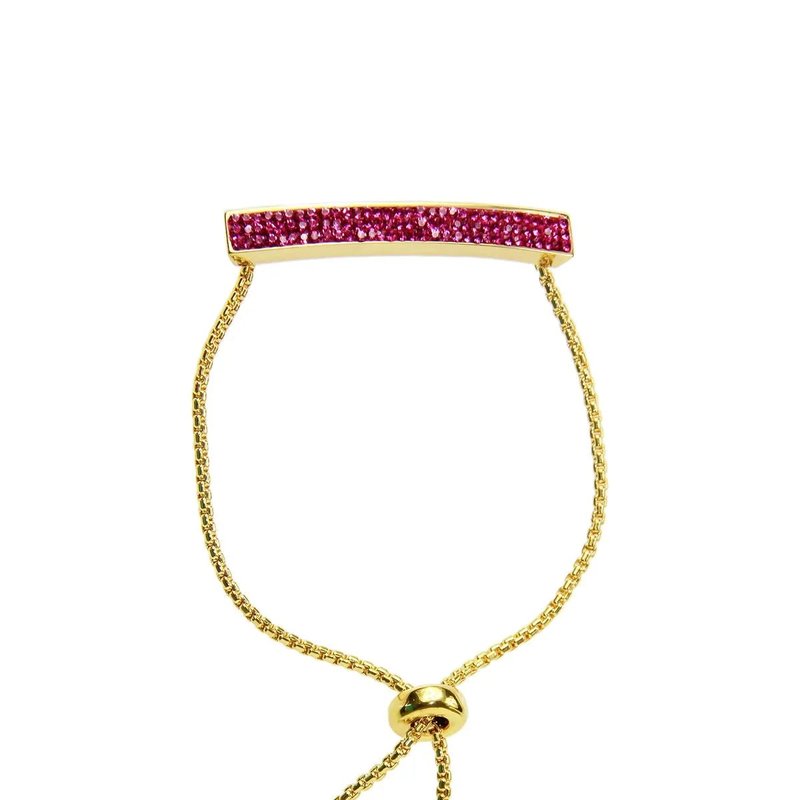 Saachi Style Dainty Crystal Bar Bracelet In Pink