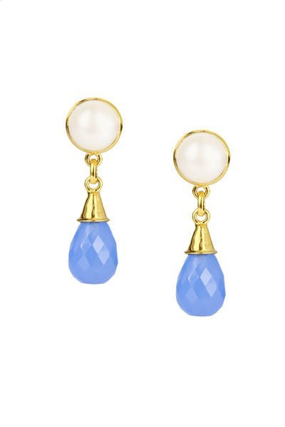 Saachi Style Dangle Blue Drop Gold Plated Earring