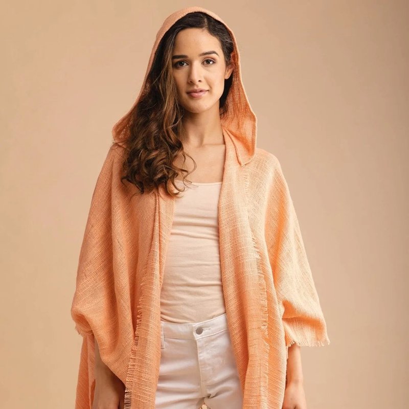 Saachi Style Dawn To Dusk Cotton Hooded Kimono In Orange