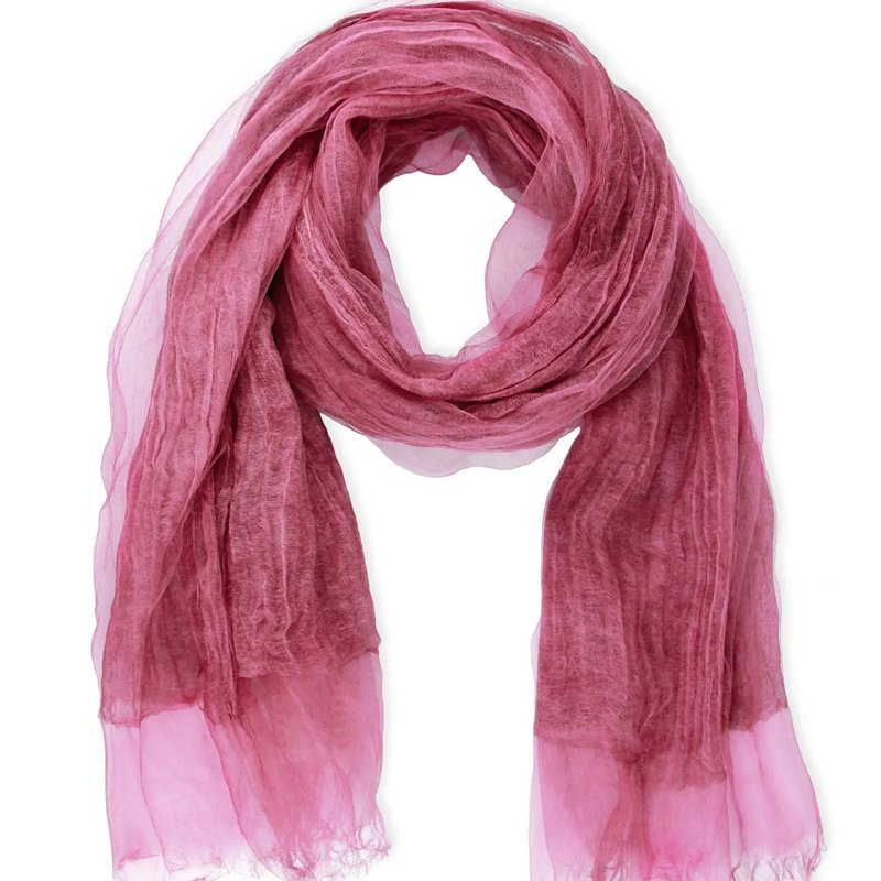Saachi Style Diaphanous Textured Wrap Silk Scarf In Pink