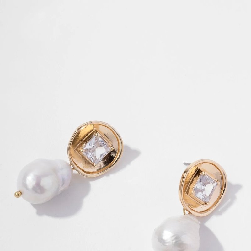 Saachi Style Divine Pearl Drop Earrings In Gold