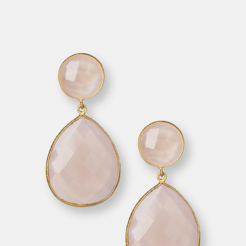 Saachi Style Double Drop Genuine Gemstone Earrings In Pink
