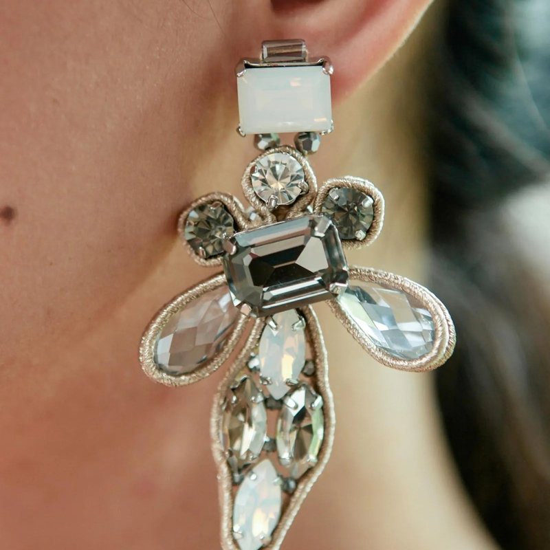 Saachi Style Dragonfly Earring In White