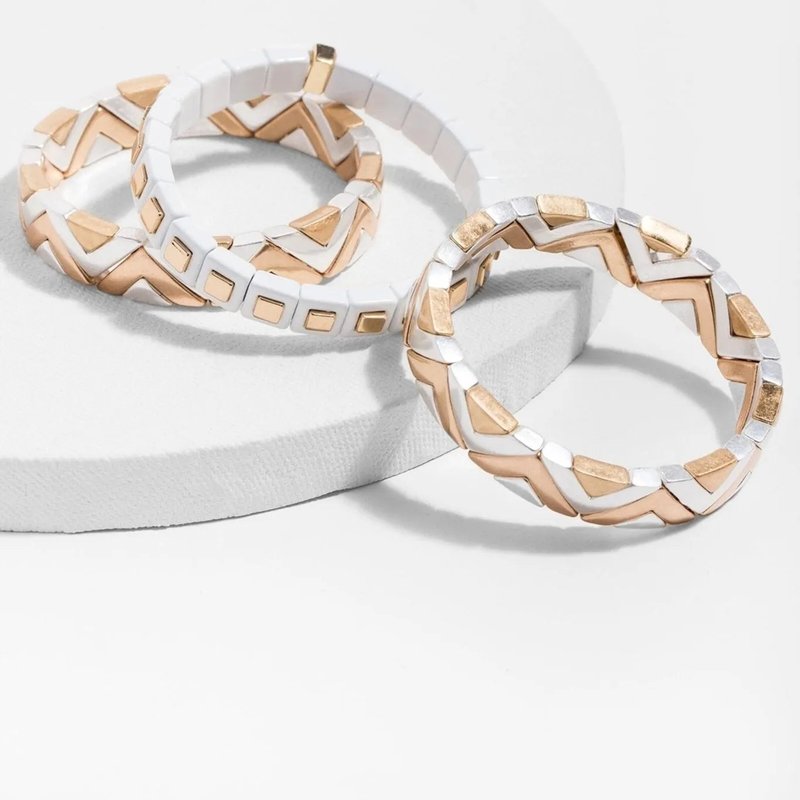 Saachi Style Endless Shine Bracelet Set In White