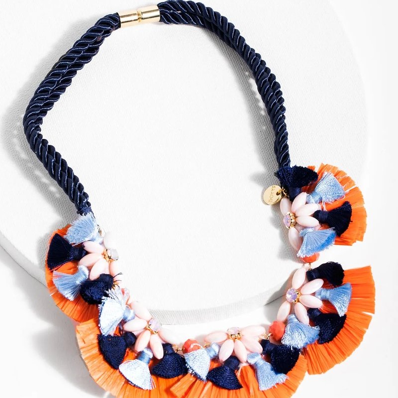Saachi Style Fiesta Floral Necklace In Orange