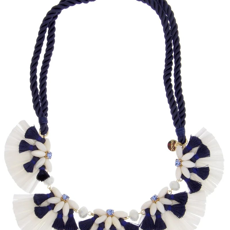 Saachi Style Fiesta Floral Necklace In Blue