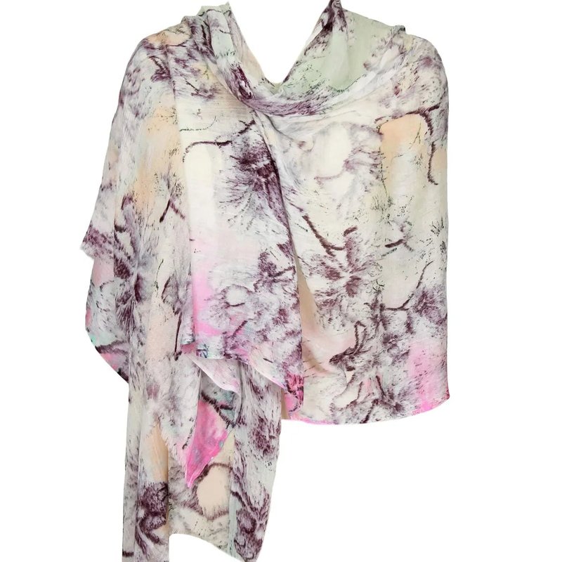 Saachi Style Floral Lightweight Modal Scarf In White