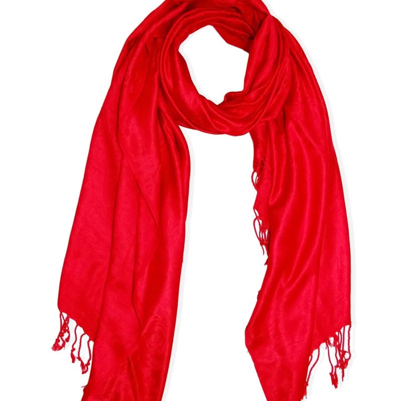 Saachi Style Floral Woven Scarf In Red