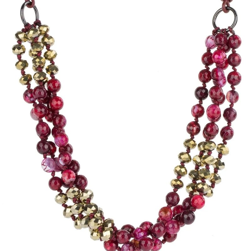 Saachi Style Four-strand Brahma Beaded Necklace In Red