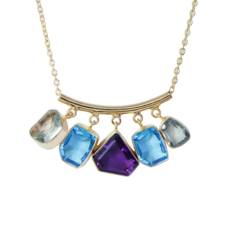 Saachi Style Gemstone Drop Long Necklace In Blue