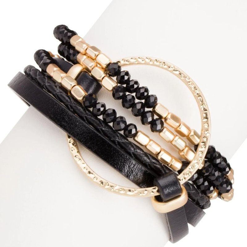 Saachi Style Go With The Flow Leather Bracelet In Gold