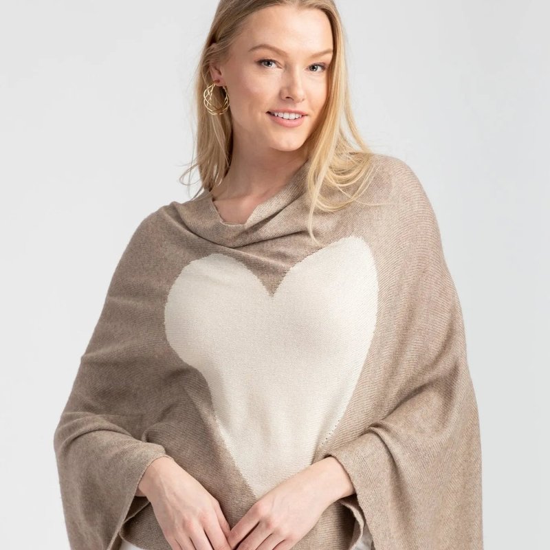 Saachi Style Heart Cashmere And Silk Poncho In Brown