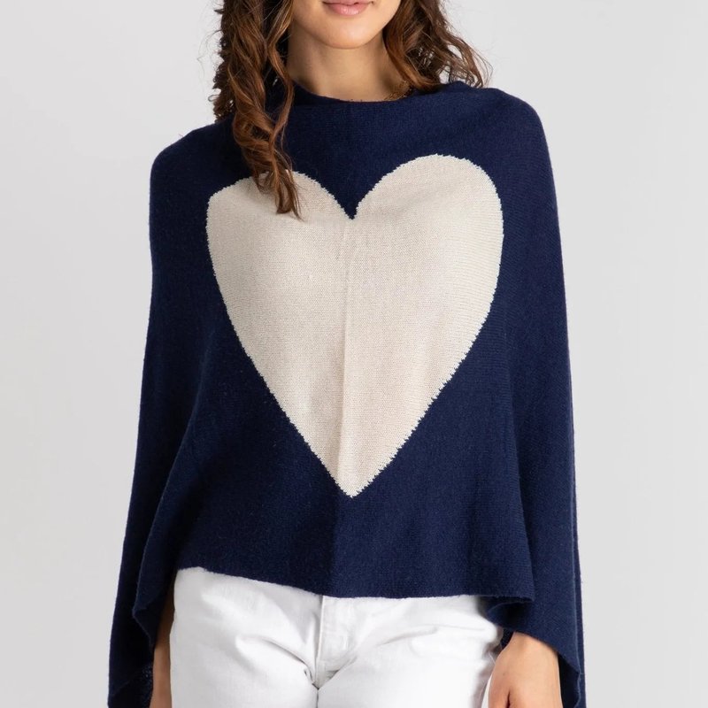 Saachi Style Heart Cashmere And Silk Poncho In Blue