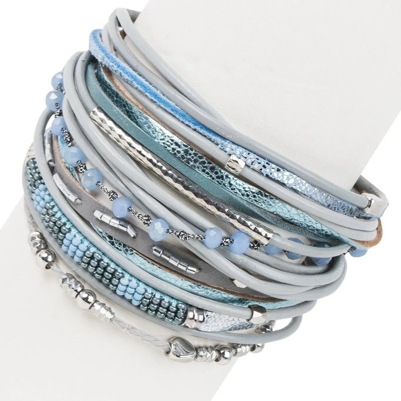 Saachi Style Laguna Beach Leather Bracelet In Blue
