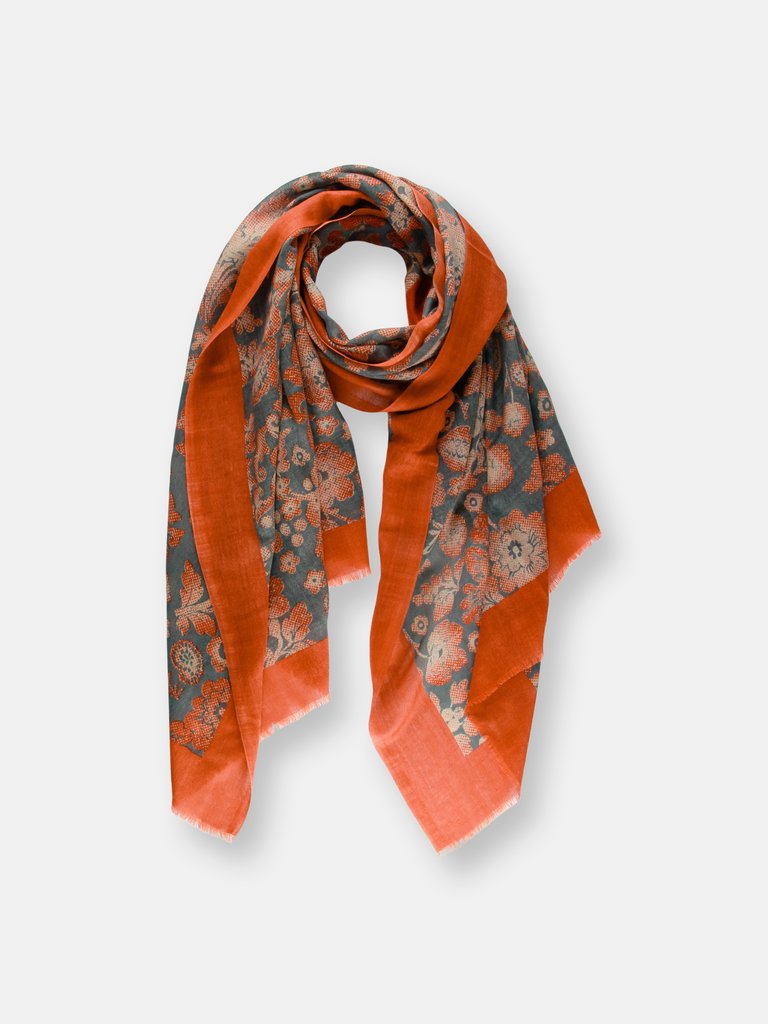 Maelie Two Tone Oblong Scarf - Red & Grey