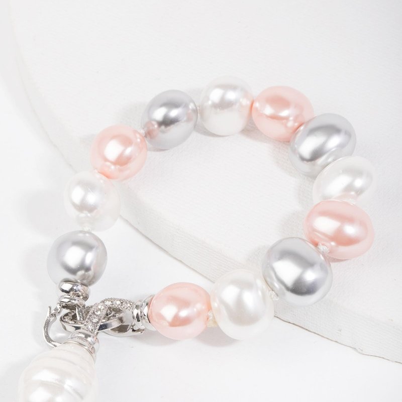 Saachi Style Neapolitan Pearl Bracelet In Pink