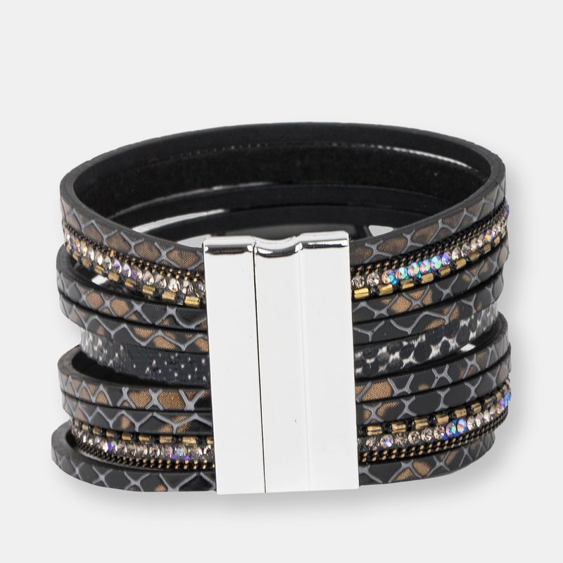 Shop Saachi Style Optical Leather Bracelet In Black