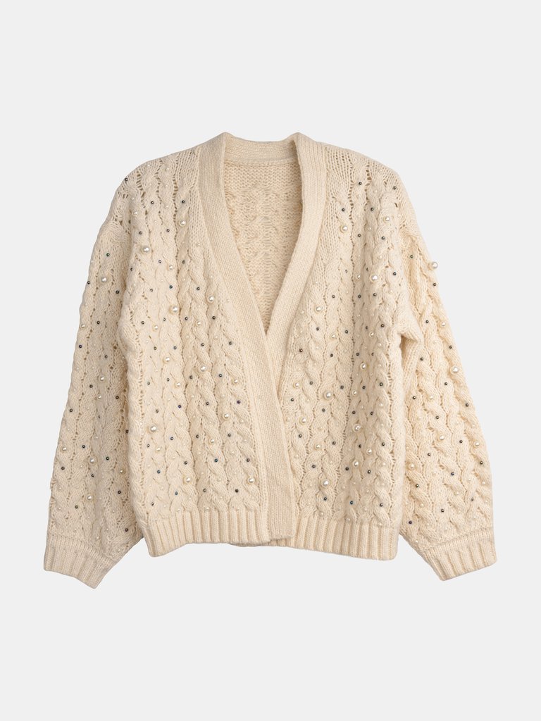 Party Pearl Cardigan - Brown