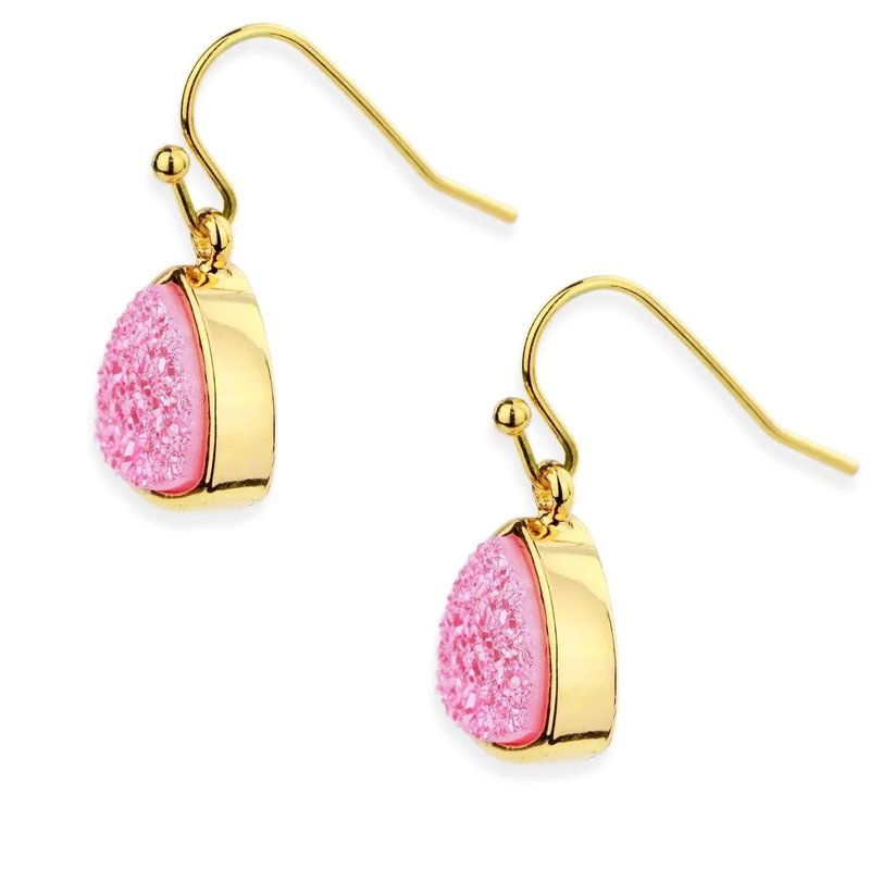 Saachi Style Pink Triangle Druzy Dangle Earring