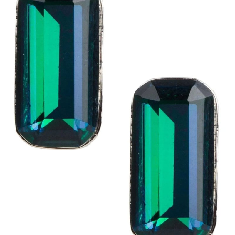 Saachi Style Prism Baguette Mini Stud Earring In Blue