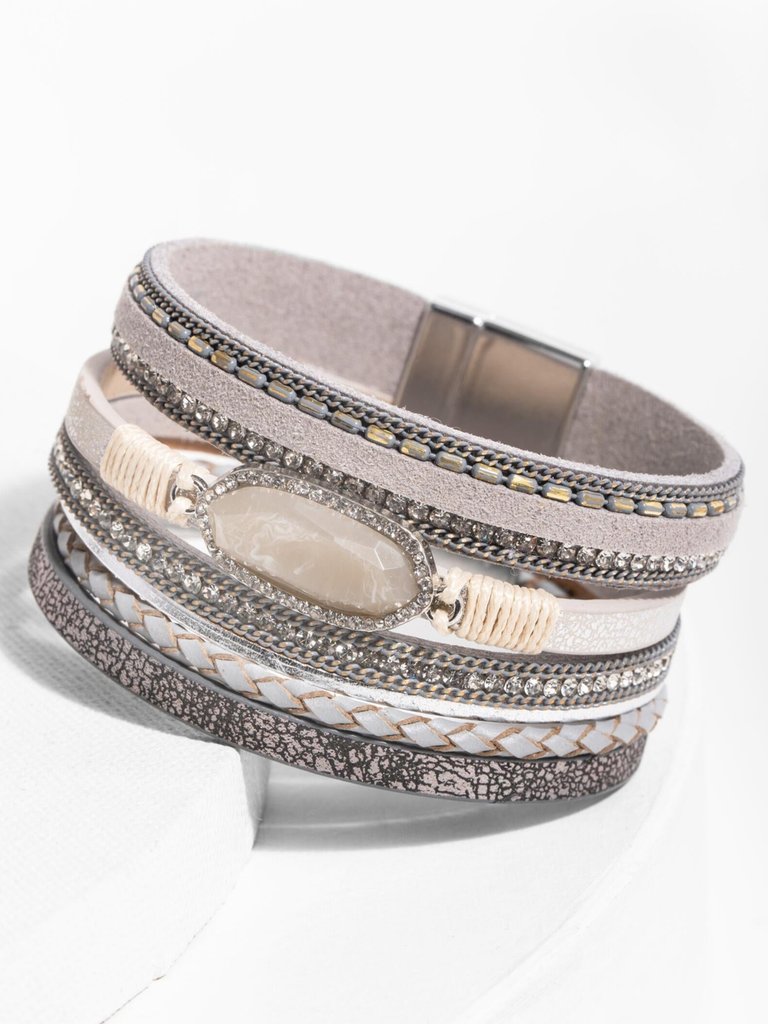 Reno Leather Bracelet - Silver