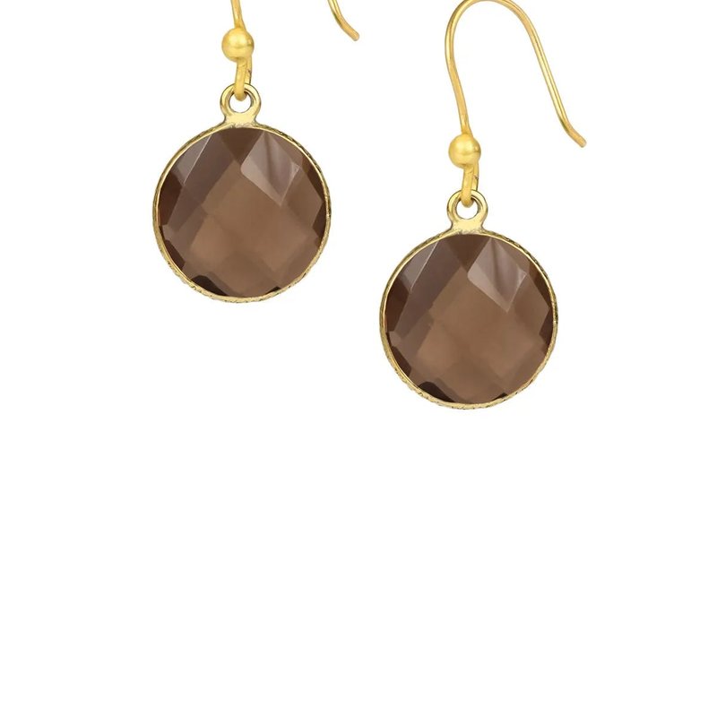 Saachi Style Round Gemstone Dangle Earring In Brown
