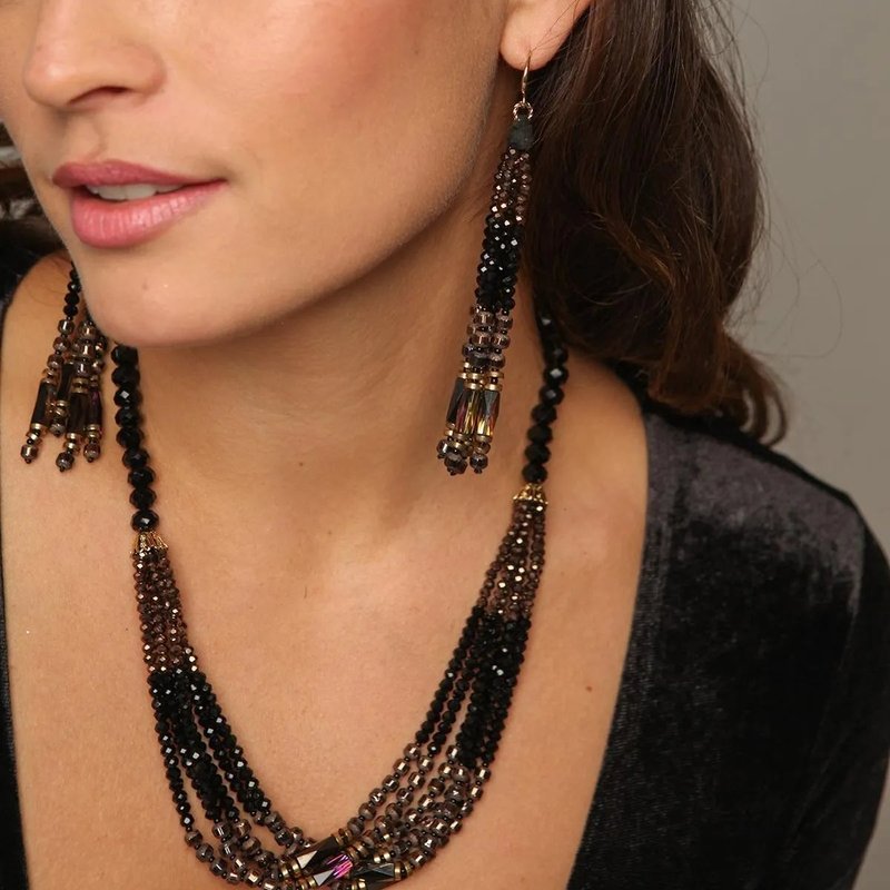 Saachi Style Sangria Beaded Necklace In Black