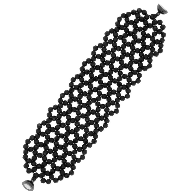 Saachi Style Seamless Glamour Crochet Bracelet In Black