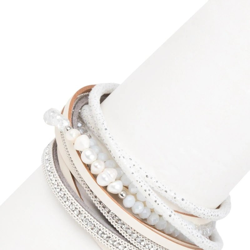 Saachi Style Serilda Leather Bracelet In White
