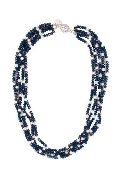 Saachi Style Short Crystal Pearl Necklace In Blue