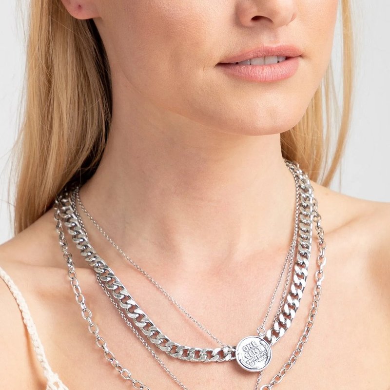 Saachi Style Sikka Layered Chain Necklace In Grey