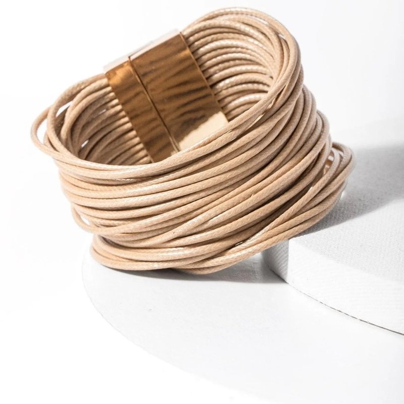 Saachi Style Simple Cord Leather Bracelet In Brown