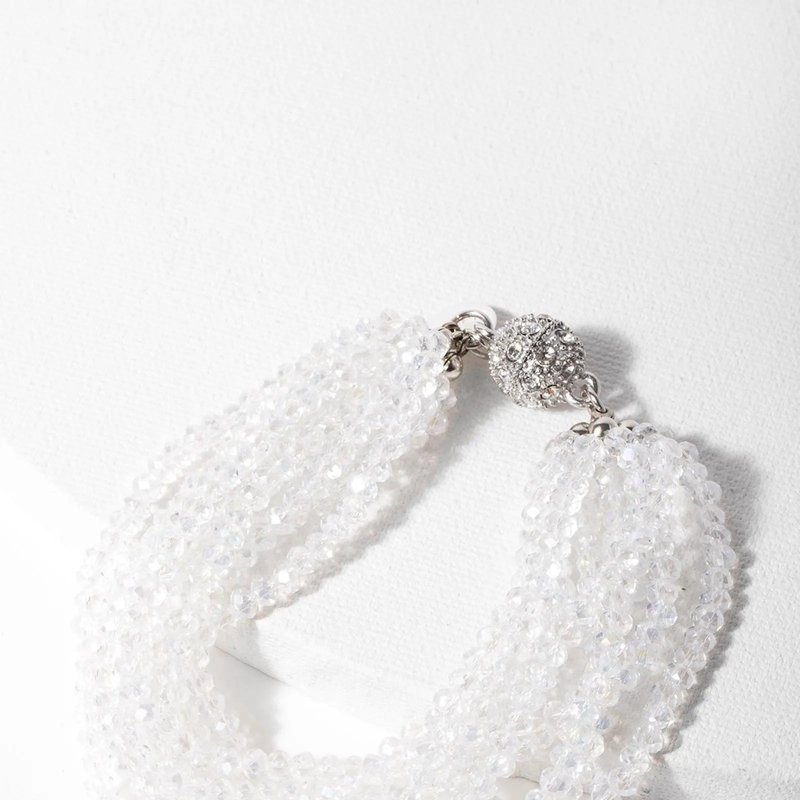 Saachi Style Simply Crystal Multi Strand Bracelet In White