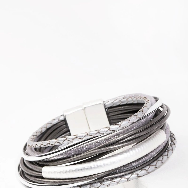 Saachi Style Sophisticated Layered Strand Bracelet In Grey