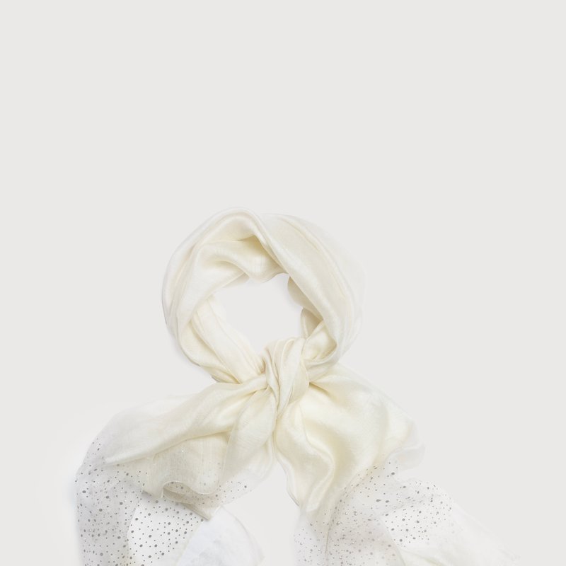 Shop Saachi Style Star Gazer Wool Blend Scarf In White