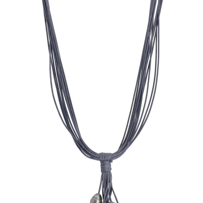 Saachi Style Tahitian Long Layered Necklace In Grey