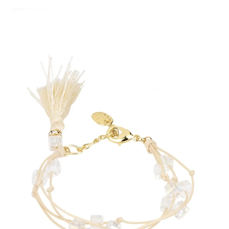 Saachi Style Tassel Beaded Bracelet In White