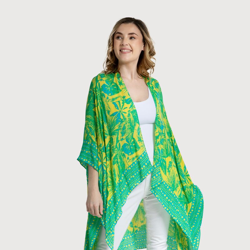 Shop Saachi Style Woodblock Kimono In Green