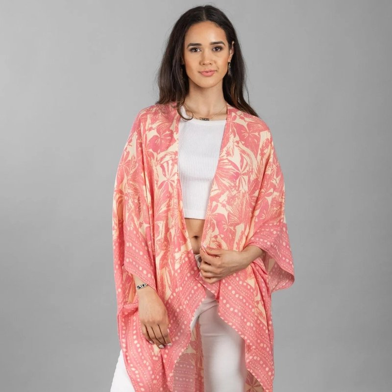 Saachi Style Woodblock Kimono In Pink