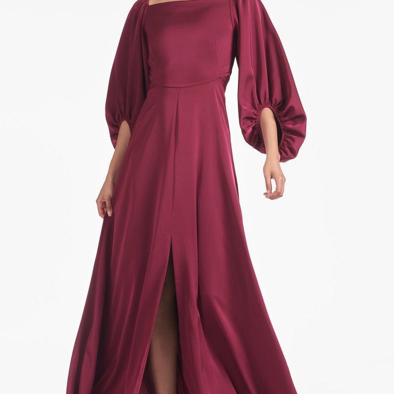 Sachin & Babi Bryant Balloon-sleeve Square-neck Gown In Red