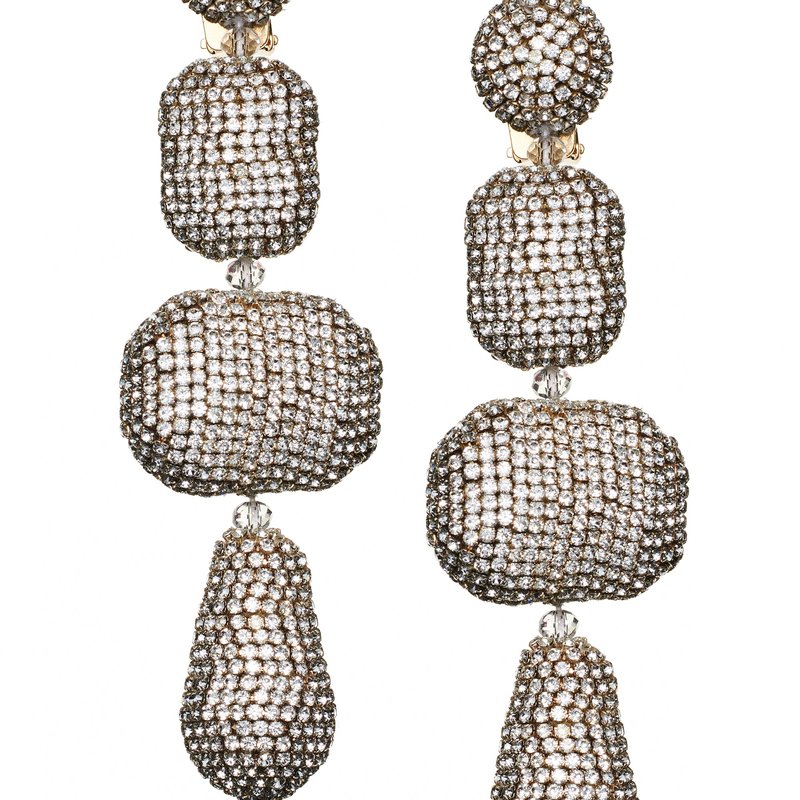 Sachin & Babi Josephine Crystal Earrings In Grey