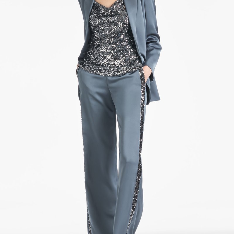 Sachin & Babi Women's Alli Sequin-trim Wide-leg Pants In Grey