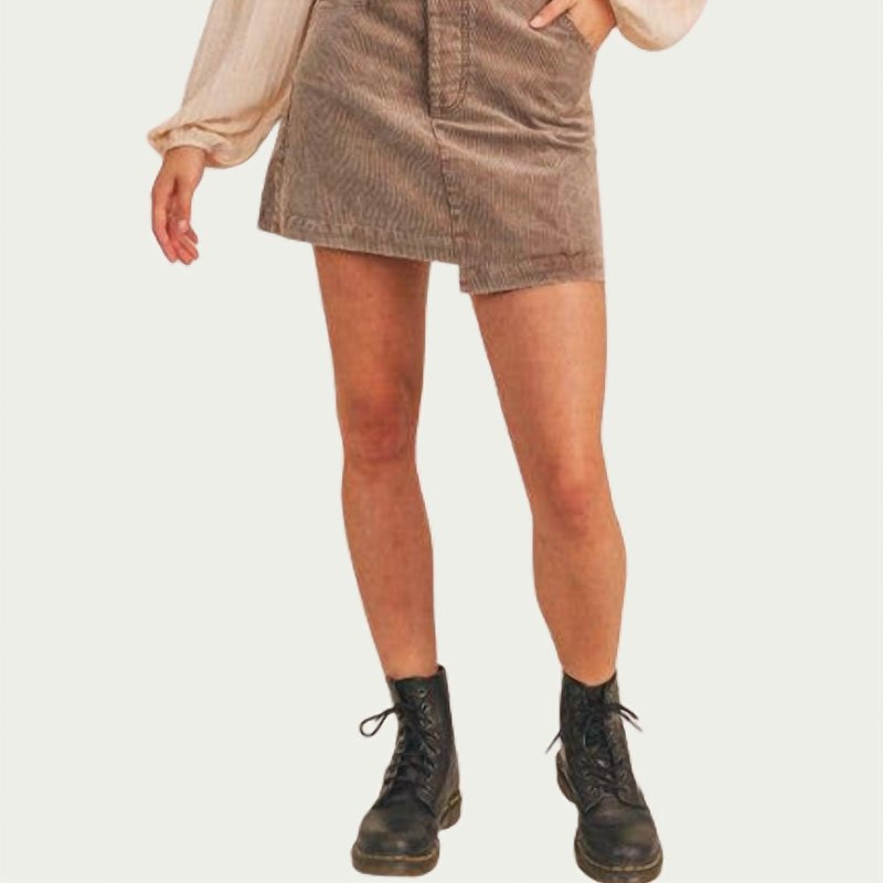 Shop Sadie & Sage Criss-cross Asymmetrical Corduroy Skirt In Brown